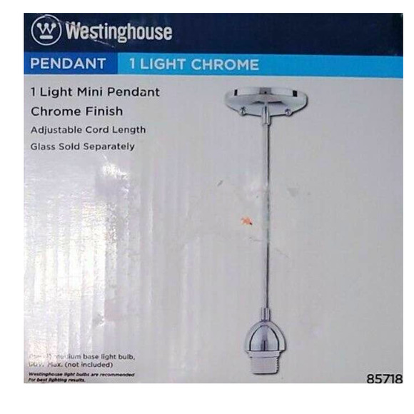 Westinghouse Lighting 8571800 One-Light Indoor Mini Pendant, Chrome - Picture 2 of 3